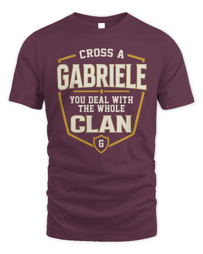 GABRIELE NT1-K008 Cross A/An NAME, You Deal With the Whole Clan | Personalized Vintage T-Shirt - Unisex Standard T-Shirt - Maroon