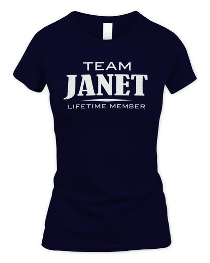JANET BL62-K4-128 - Personalized “Team NAME Lifetime Member” - Women's Standard T-Shirt - Navy
