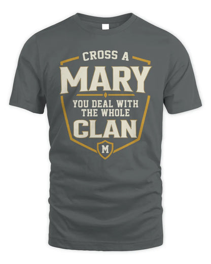 MARY NT1-K008 Cross A/An NAME, You Deal With the Whole Clan | Personalized Vintage T-Shirt - Unisex Standard T-Shirt - Charcoal