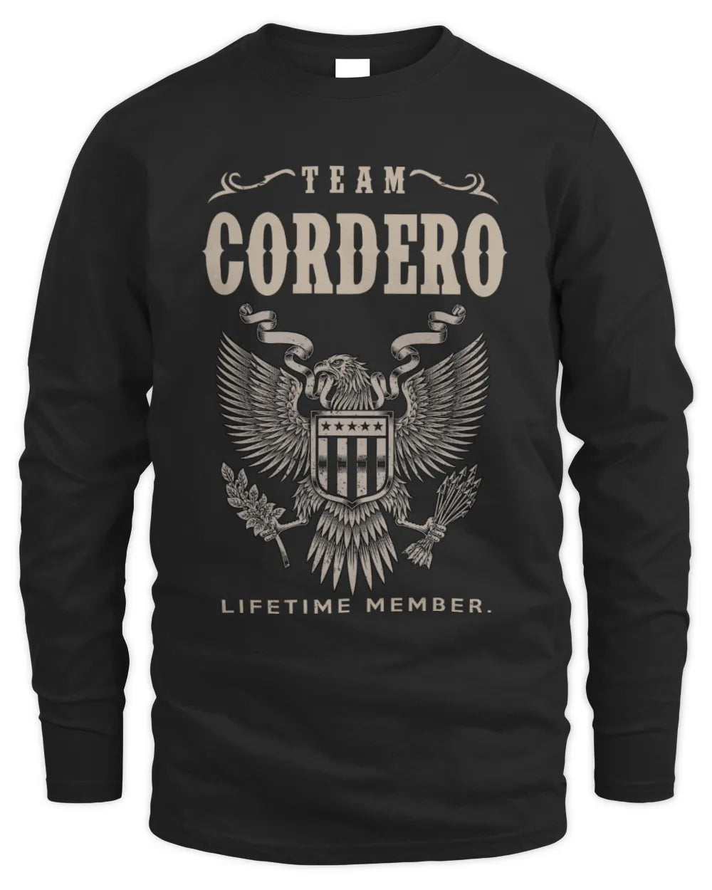CORDERO TP06-K82 – Personalized Classic Style Apparel “Team NAME Lifetime Member” - Men's Long Sleeved T-Shirt - Black