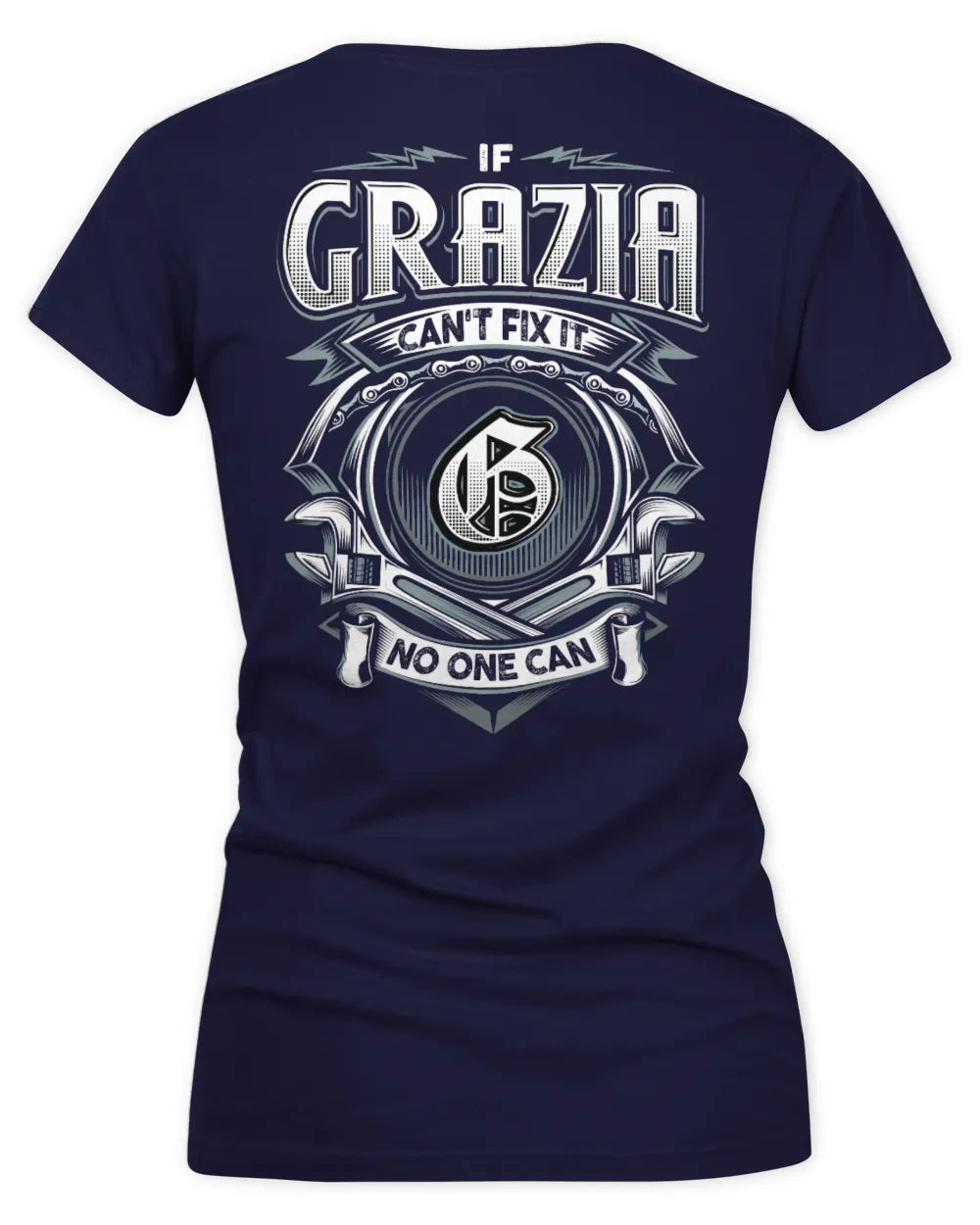 GRAZIA AP81-K4-626 - Personalized Ahmed Quote Apparel “If Ahmed Can't Fix It, No One Can” - Women's V-Neck T-Shirt - Navy