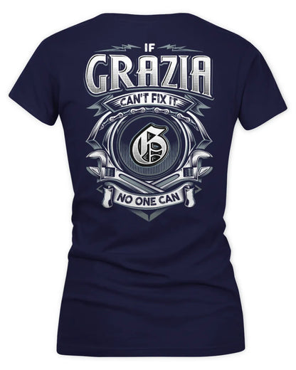 GRAZIA AP81-K4-626 - Personalized Ahmed Quote Apparel “If Ahmed Can't Fix It, No One Can” - Women's V-Neck T-Shirt - Navy