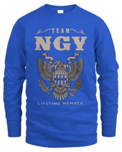 NGY TP06-K82 – Personalized Classic Style Apparel “Team NAME Lifetime Member” - Men's Long Sleeved T-Shirt - Royal
