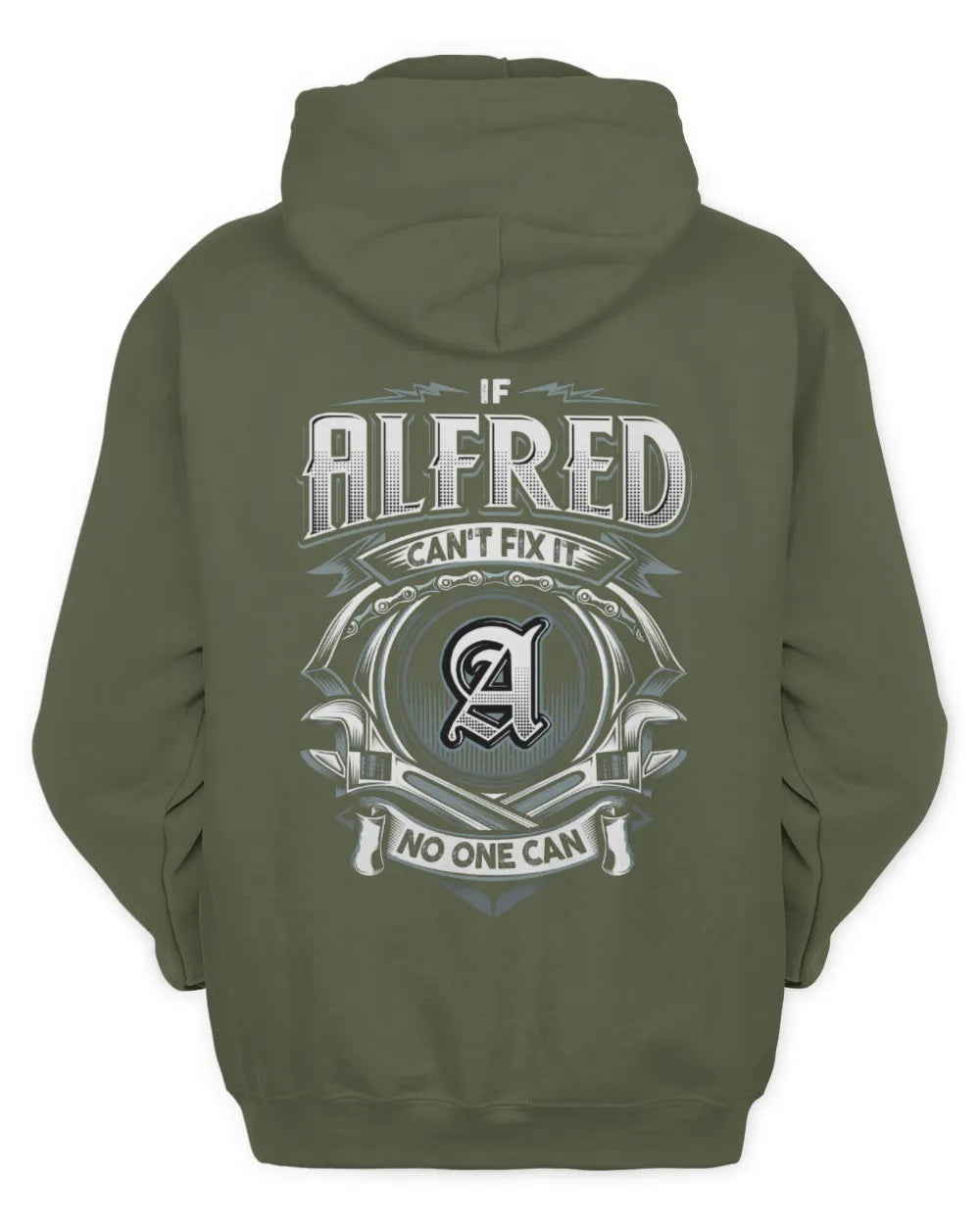 ALFRED AP81-K4-626 - Personalized Ahmed Quote Apparel “If Ahmed Can't Fix It, No One Can” - Unisex Hoodie - Military Green