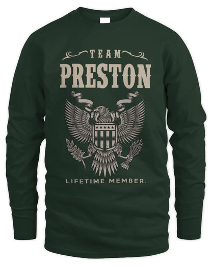 PRESTON TP06-K82 – Personalized Classic Style Apparel “Team NAME Lifetime Member” - Men's Long Sleeved T-Shirt - Forest Green