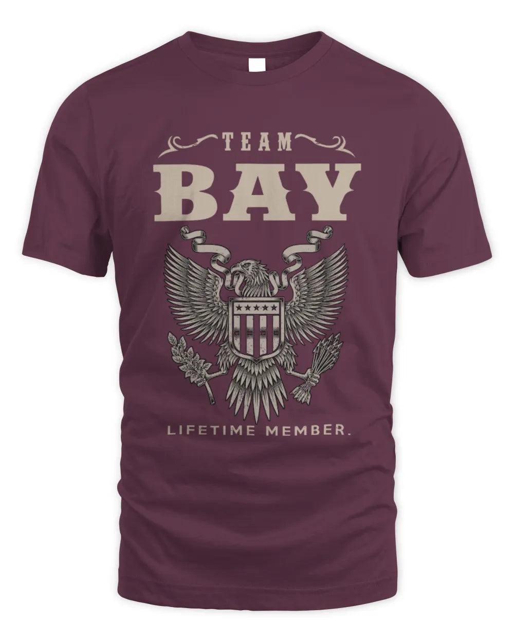 BAY TP06-K82 – Personalized Classic Style Apparel “Team NAME Lifetime Member” - Unisex Standard T-Shirt - Maroon