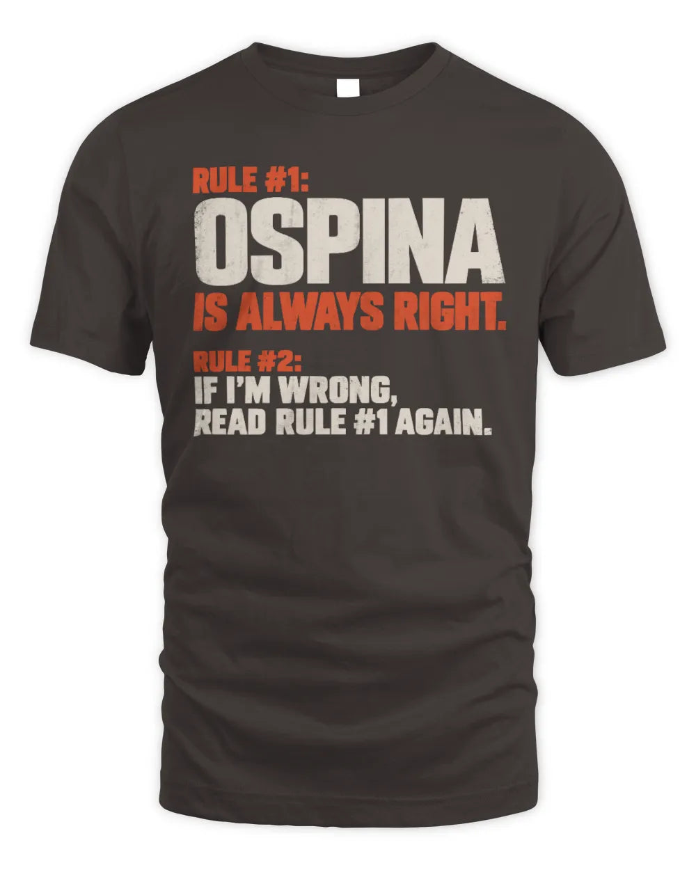 OSPINA NP1-H006 
Always Right Personalized Name T-Shirt – Funny Custom Name Shirt - Unisex Standard T-Shirt - Dark Chocolate