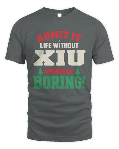 XIU P5 TH08 Christmas T-Shirt – “Life Without NAME Would Be Boring” - Unisex Standard T-Shirt - Charcoal