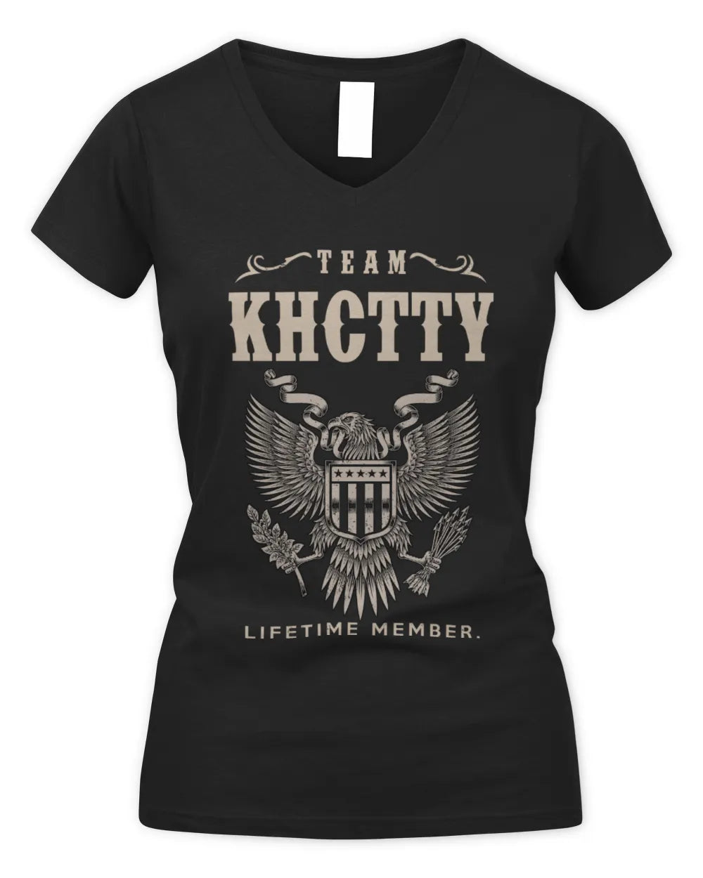 KHCTTY TP06-K82 – Personalized Classic Style Apparel “Team NAME Lifetime Member” - Women's V-Neck T-Shirt - Black