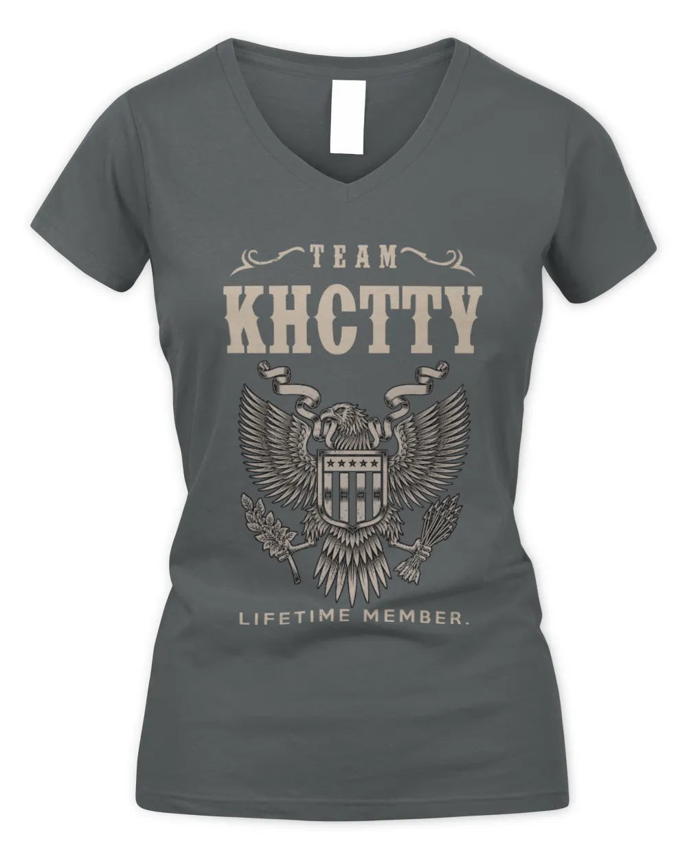 KHCTTY TP06-K82 – Personalized Classic Style Apparel “Team NAME Lifetime Member” - Women's V-Neck T-Shirt - Charcoal