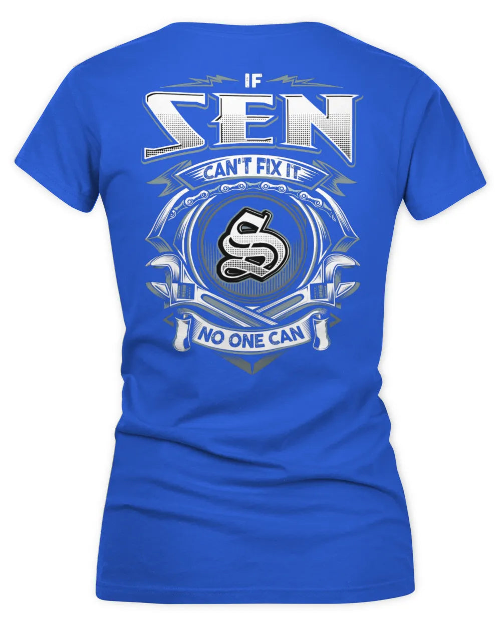 SEN AP81-K4-626 - Personalized Ahmed Quote Apparel “If Ahmed Can't Fix It, No One Can” - Women's V-Neck T-Shirt - Royal