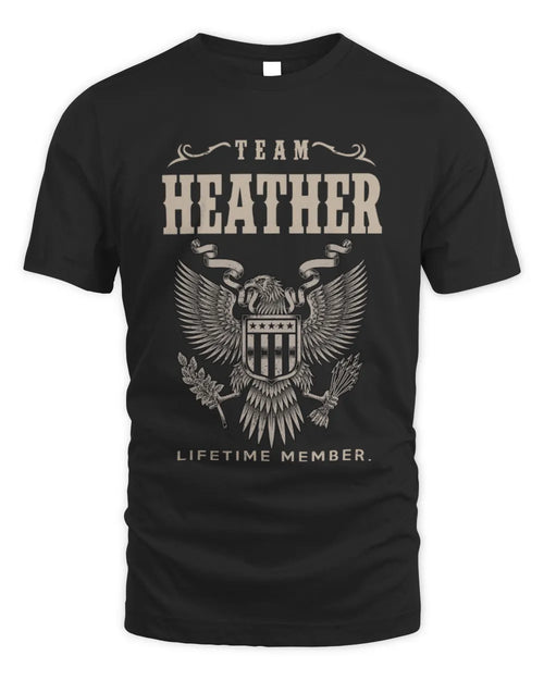 HEATHER TP06-K82 – Personalized Classic Style Apparel “Team NAME Lifetime Member” - Unisex Standard T-Shirt - Black