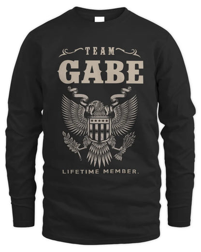 GABE TP06-K82 – Personalized Classic Style Apparel “Team NAME Lifetime Member” - Men's Long Sleeved T-Shirt - Black
