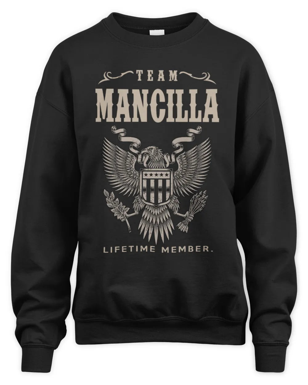 MANCILLA TP06-K82 – Personalized Classic Style Apparel “Team NAME Lifetime Member” - Unisex Sweatshirt - Black