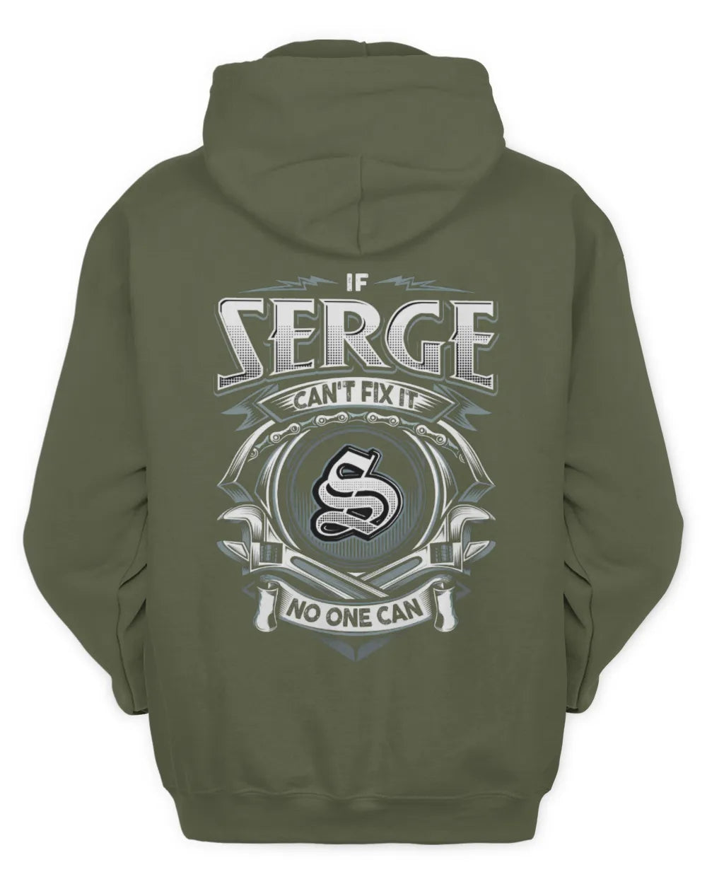 SERGE AP81-K4-626 - Personalized Ahmed Quote Apparel “If Ahmed Can't Fix It, No One Can” - Unisex Hoodie - Military Green