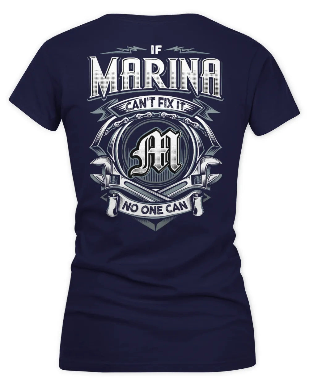 MARINA AP81-K4-626 - Personalized Ahmed Quote Apparel “If Ahmed Can't Fix It, No One Can” - Women's V-Neck T-Shirt - Navy