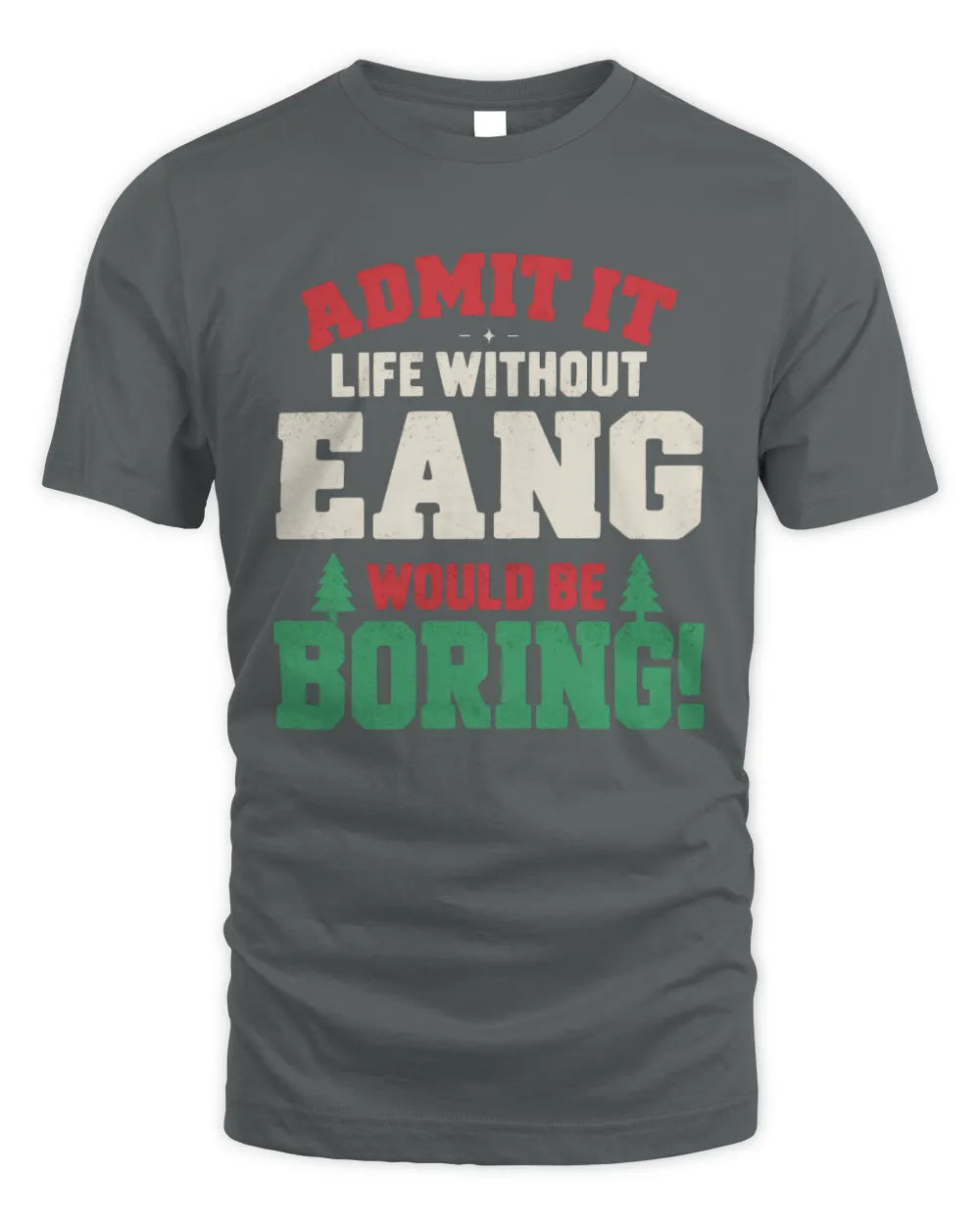 EANG P5 TH08 Christmas T-Shirt – “Life Without NAME Would Be Boring” - Unisex Standard T-Shirt - Charcoal