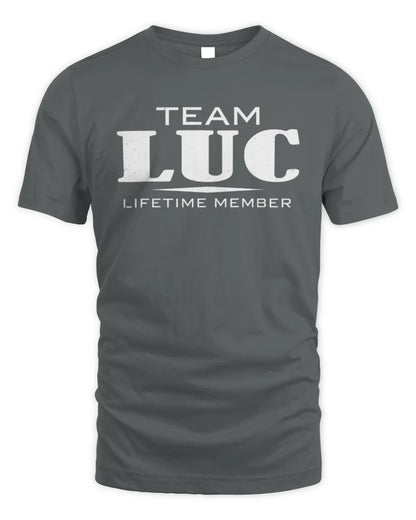 LUC BL62-K4-128 - Personalized “Team NAME Lifetime Member” - Unisex Standard T-Shirt - Charcoal