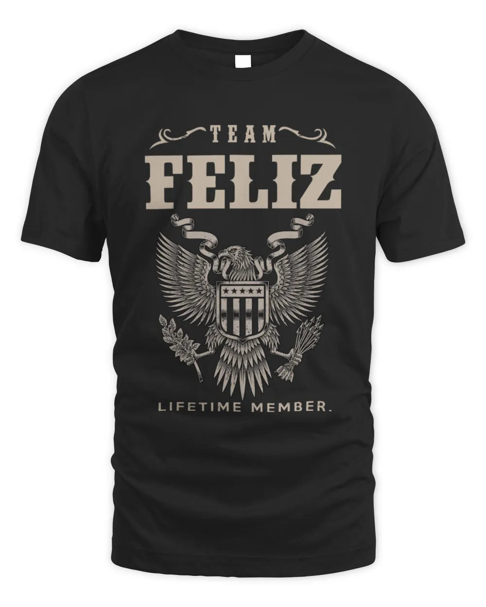 FELIZ TP06-K82 – Personalized Classic Style Apparel “Team NAME Lifetime Member” - Unisex Standard T-Shirt - Black