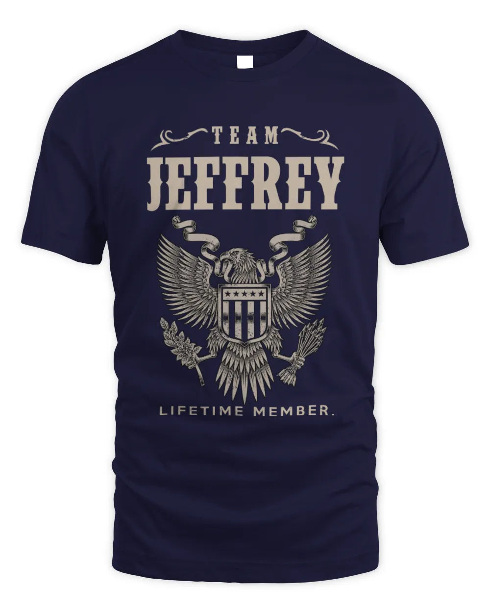 JEFFREY TP06-K82 – Personalized Classic Style Apparel “Team NAME Lifetime Member” - Unisex Standard T-Shirt - Navy