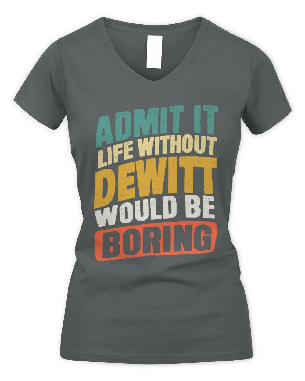 DEWITT TP88-K4-229
Personalized Funny Quote Apparel “Life Without NAME Would Be Boring” - Women's V-Neck T-Shirt - Charcoal