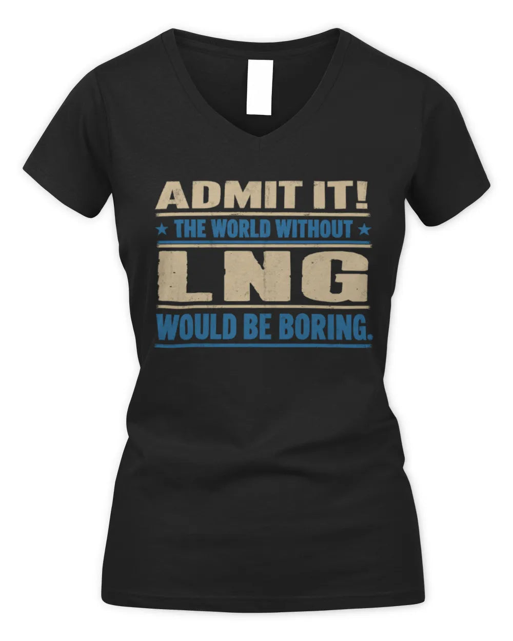 LNG TP68-K2-968 – Personalized Funny Quote Apparel “The World Without NAME Would Be Boring” - Women's V-Neck T-Shirt - Black