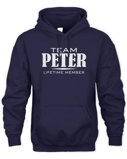 PETER BL62-K4-128 - Personalized “Team NAME Lifetime Member” - Unisex Hoodie - Navy