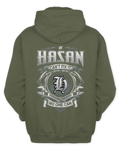 HASAN AP81-K4-626 - Personalized Ahmed Quote Apparel “If Ahmed Can't Fix It, No One Can” - Unisex Hoodie - Military Green