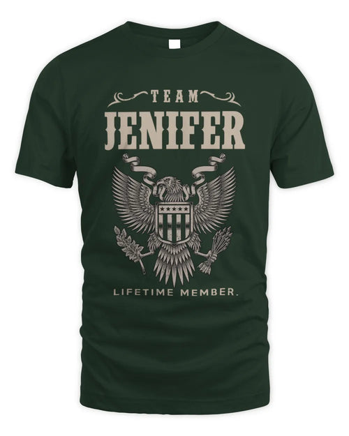 JENIFER TP06-K82 – Personalized Classic Style Apparel “Team NAME Lifetime Member” - Unisex Standard T-Shirt - Forest Green