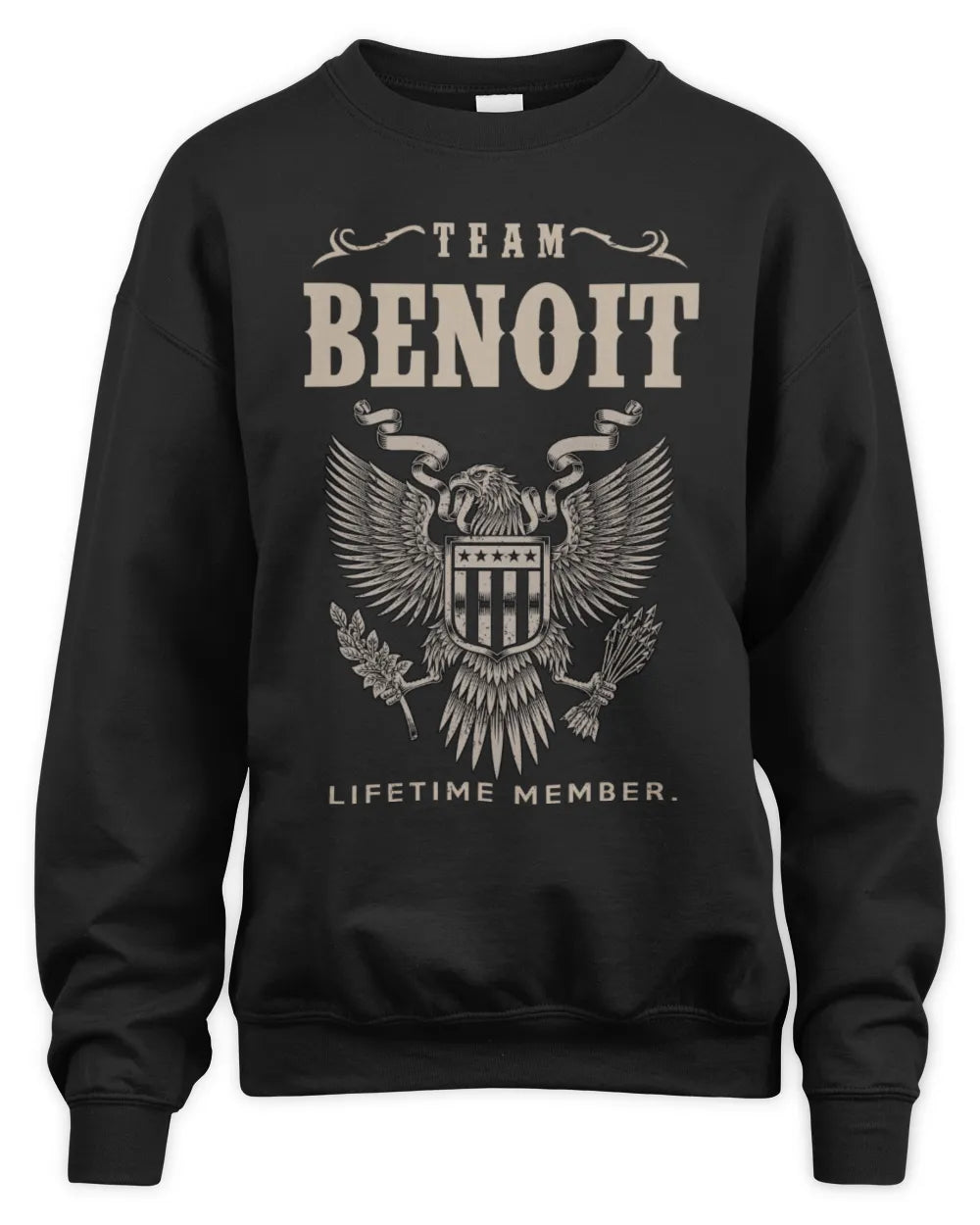 BENOIT TP06-K82 – Personalized Classic Style Apparel “Team NAME Lifetime Member” - Unisex Sweatshirt - Black