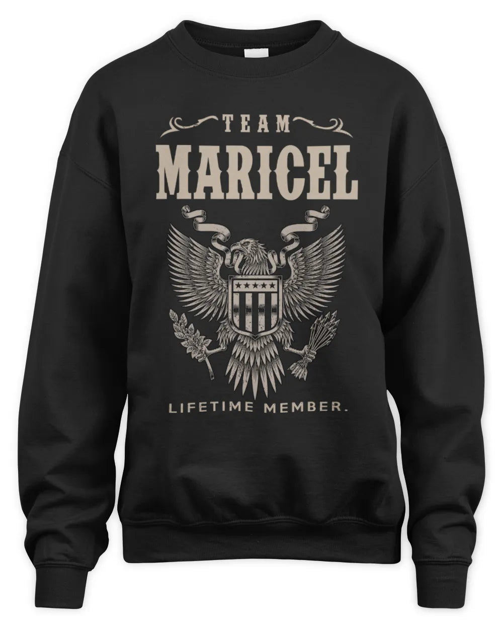 MARICEL TP06-K82 – Personalized Classic Style Apparel “Team NAME Lifetime Member” - Unisex Sweatshirt - Black