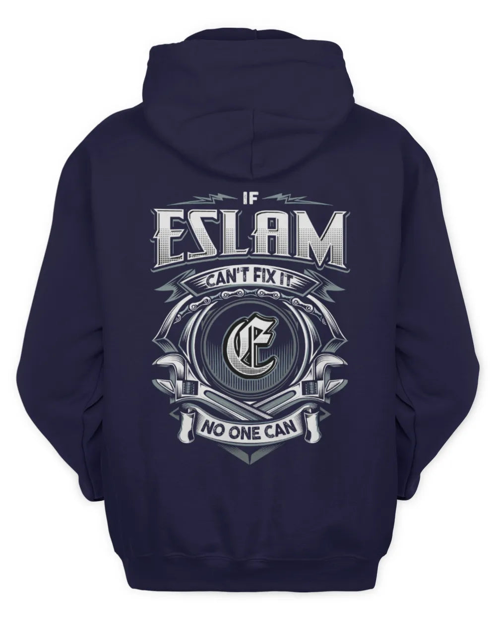 ESLAM AP81-K4-626 - Personalized Ahmed Quote Apparel “If Ahmed Can't Fix It, No One Can” - Unisex Hoodie - Navy