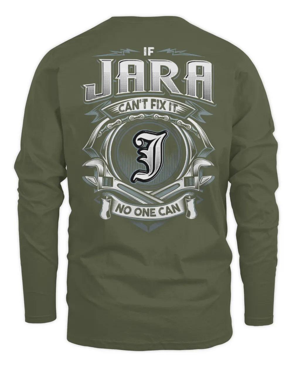 JARA AP81-K4-626 - Personalized Ahmed Quote Apparel “If Ahmed Can't Fix It, No One Can” - Men's Long Sleeved T-Shirt - Military Green