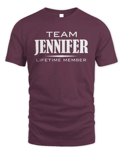 JENNIFER BL62-K4-128 - Personalized “Team NAME Lifetime Member” - Unisex Standard T-Shirt - Maroon
