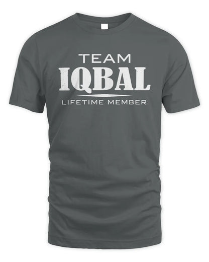 IQBAL BL62-K4-128 - Personalized “Team NAME Lifetime Member” - Unisex Standard T-Shirt - Charcoal