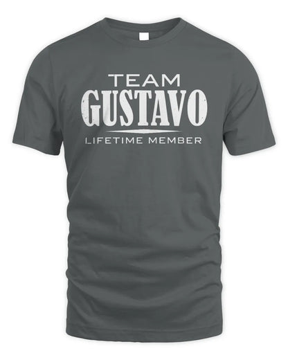 GUSTAVO BL62-K4-128 - Personalized “Team NAME Lifetime Member” - Unisex Standard T-Shirt - Charcoal