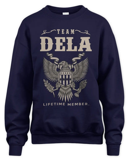 DELA TP06-K82 – Personalized Classic Style Apparel “Team NAME Lifetime Member” - Unisex Sweatshirt - Navy