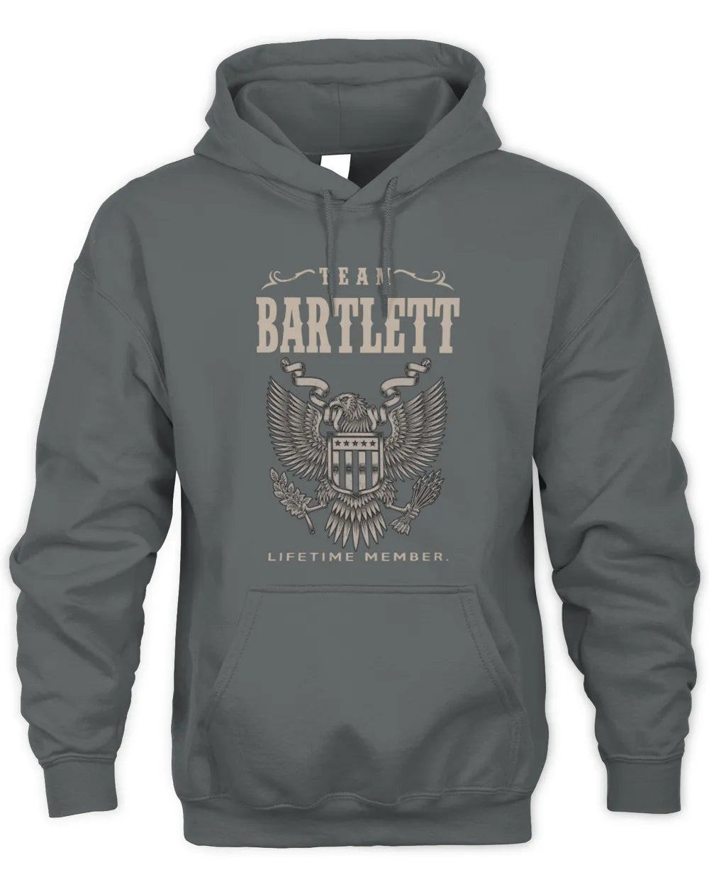 BARTLETT TP06-K82 – Personalized Classic Style Apparel “Team NAME Lifetime Member” - Unisex Hoodie - Charcoal