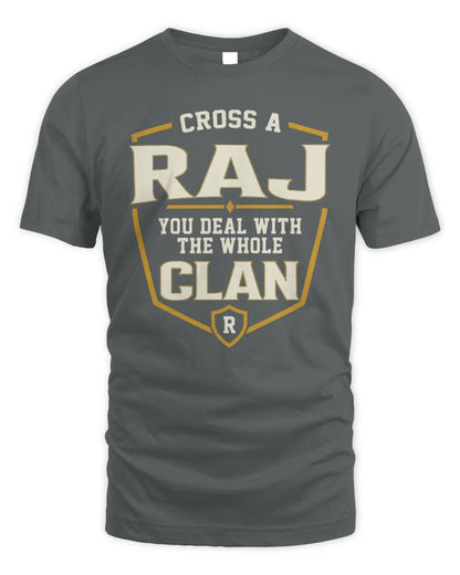 RAJ NT1-K008 Cross A/An NAME, You Deal With the Whole Clan | Personalized Vintage T-Shirt - Unisex Standard T-Shirt - Charcoal
