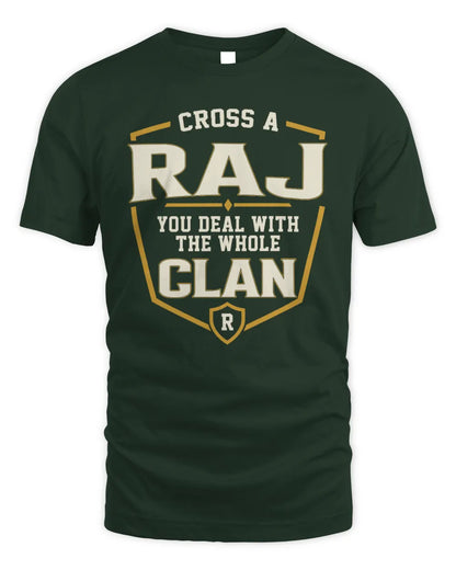 RAJ NT1-K008 Cross A/An NAME, You Deal With the Whole Clan | Personalized Vintage T-Shirt - Unisex Standard T-Shirt - Forest Green