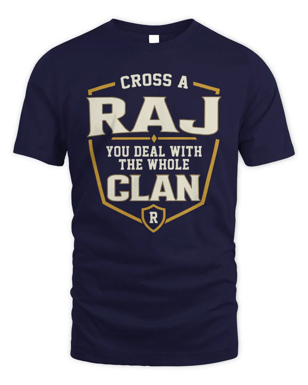 RAJ NT1-K008 Cross A/An NAME, You Deal With the Whole Clan | Personalized Vintage T-Shirt - Unisex Standard T-Shirt - Navy