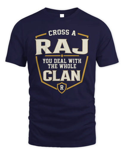 RAJ NT1-K008 Cross A/An NAME, You Deal With the Whole Clan | Personalized Vintage T-Shirt - Unisex Standard T-Shirt - Navy