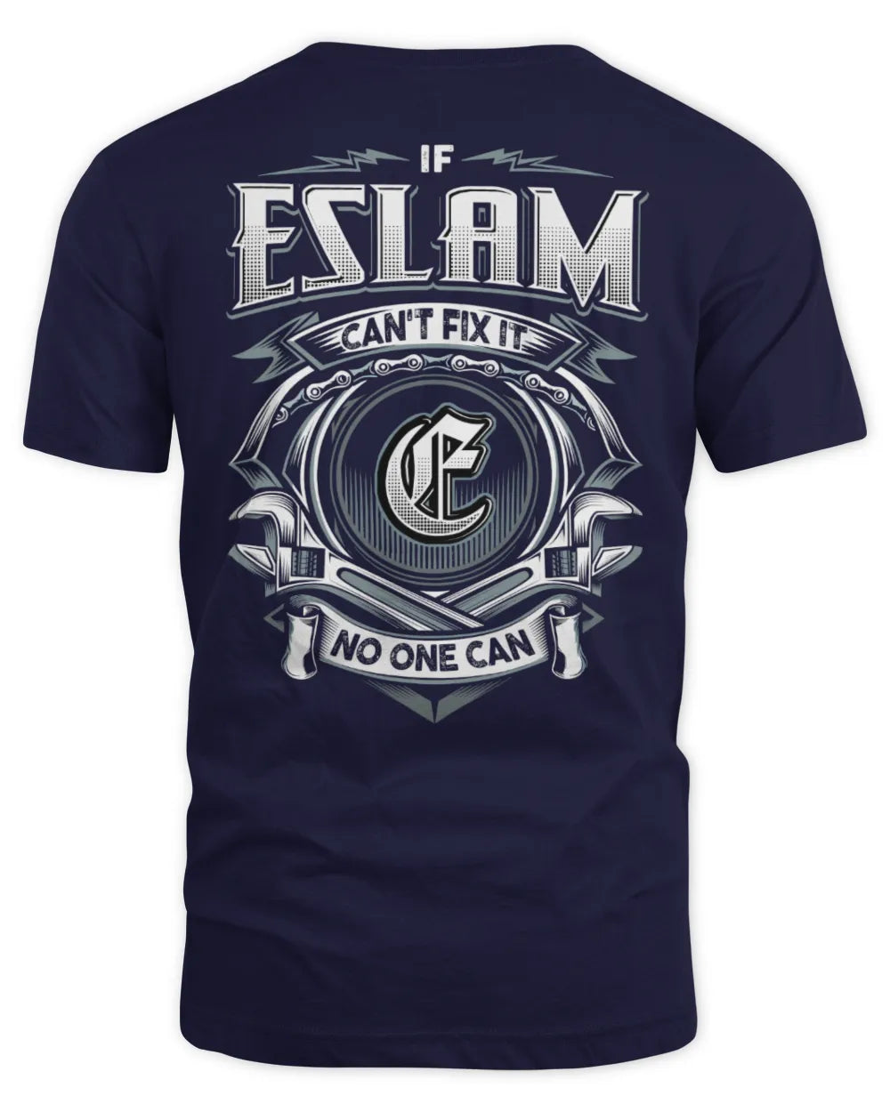ESLAM AP81-K4-626 - Personalized Ahmed Quote Apparel “If Ahmed Can't Fix It, No One Can” - Unisex Standard T-Shirt - Navy