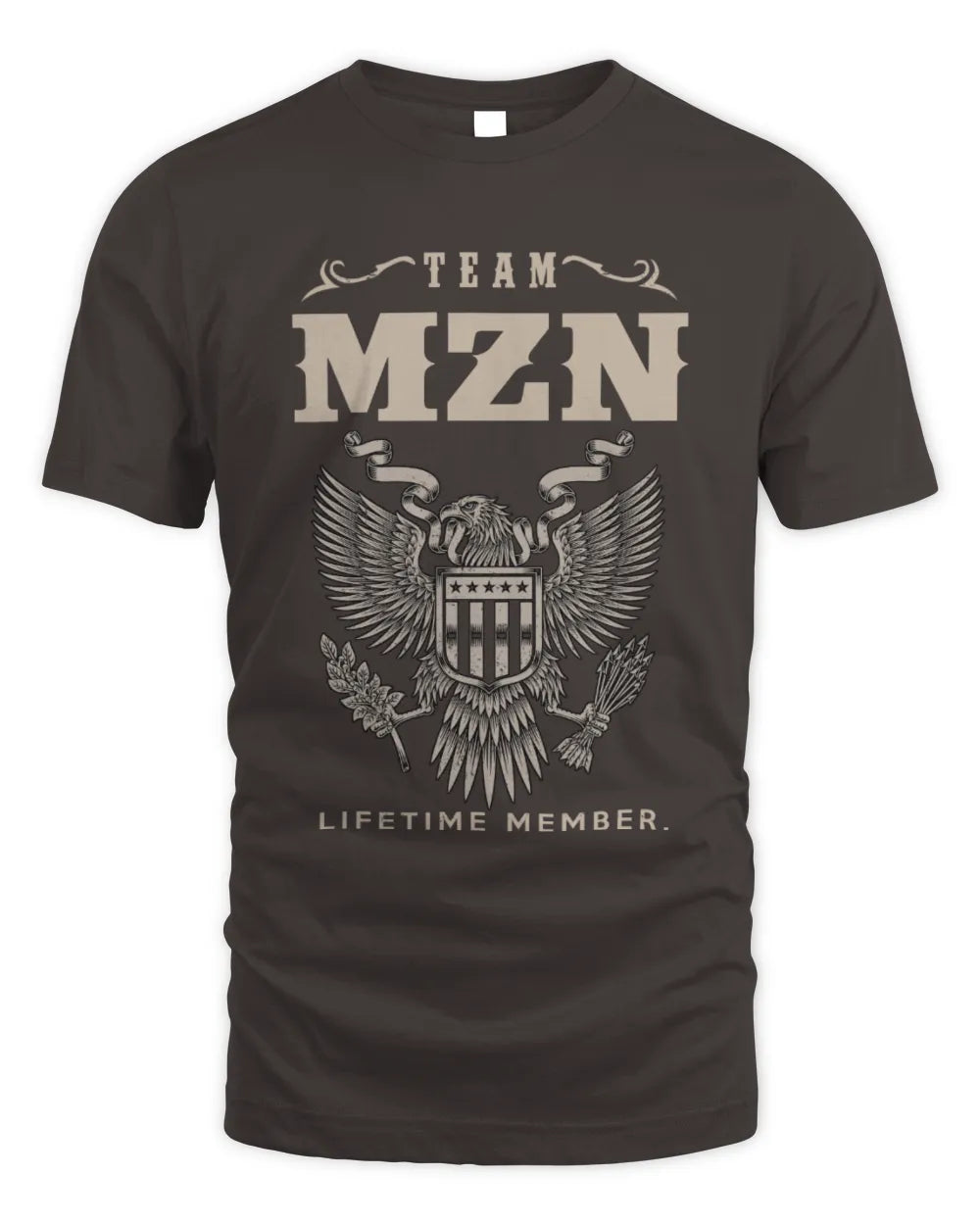 MZN TP06-K82 – Personalized Classic Style Apparel “Team NAME Lifetime Member” - Unisex Standard T-Shirt - Dark Chocolate