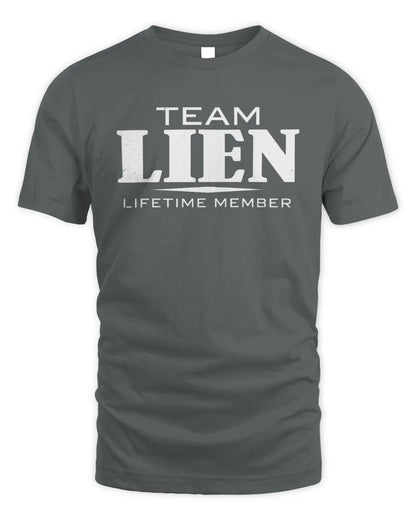 LIEN BL62-K4-128 - Personalized “Team NAME Lifetime Member” - Unisex Standard T-Shirt - Charcoal