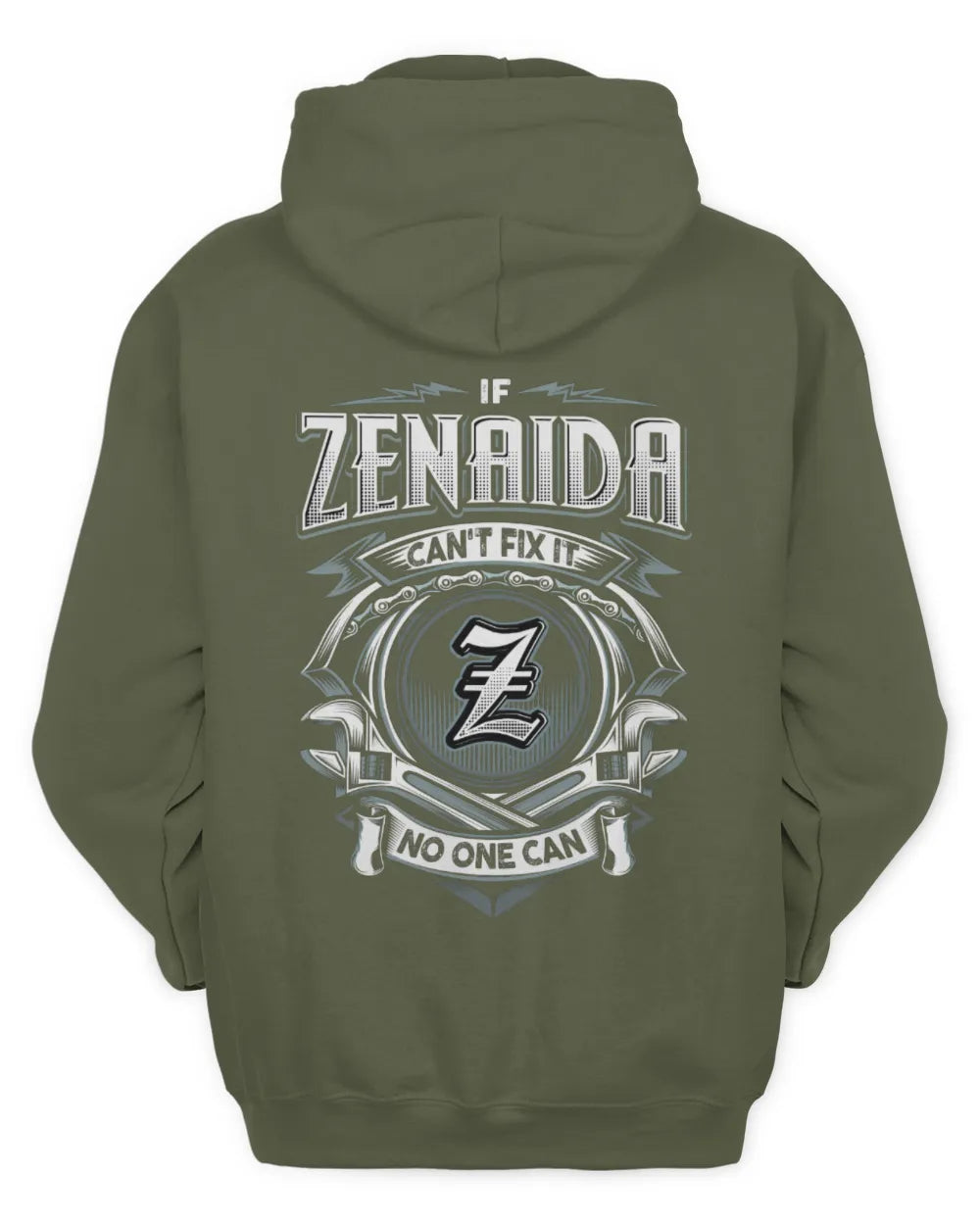 ZENAIDA AP81-K4-626 - Personalized Ahmed Quote Apparel “If Ahmed Can't Fix It, No One Can” - Unisex Hoodie - Military Green