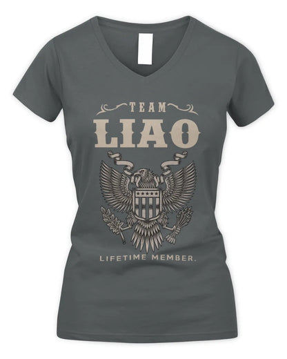 LIAO TP06-K82 – Personalized Classic Style Apparel “Team NAME Lifetime Member” - Women's V-Neck T-Shirt - Charcoal