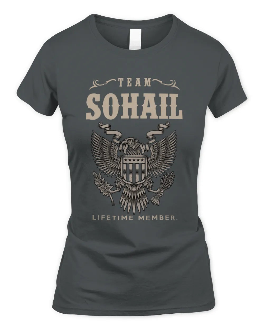 SOHAIL TP06-K82 – Personalized Classic Style Apparel “Team NAME Lifetime Member” - Women's Standard T-Shirt - Charcoal