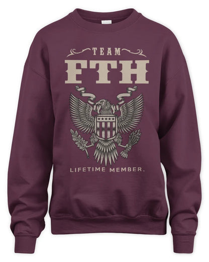 FTH TP06-K82 – Personalized Classic Style Apparel “Team NAME Lifetime Member” - Unisex Sweatshirt - Maroon