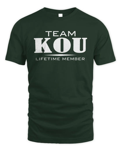 KOU BL62-K4-128 - Personalized “Team NAME Lifetime Member” - Unisex Standard T-Shirt - Forest Green